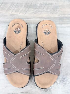 Dockers Men's Brown Memory Foam Slide Sandals